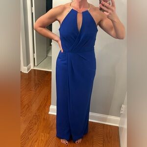 Elegant Blue Halter Dress